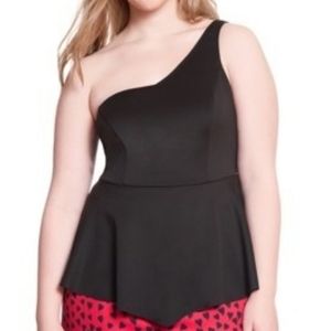 White One shoulder peplum Top